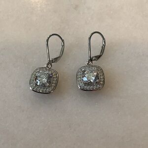 Sparkling Sterling Silver Crystal Drop Earrings, Brand New